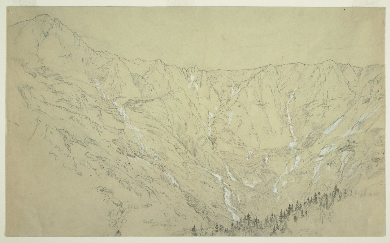 素描，大盆地，卡塔丁山，约 1877 年 作者 弗雷德里克·埃德温·丘奇
