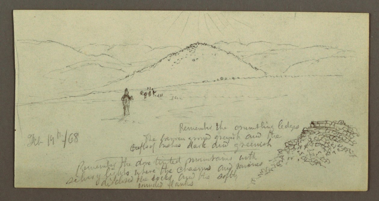 素描，石堆、平原和山脉，《太阳报》，1868 年 2 月 19 日 作者 弗雷德里克·埃德温·丘奇