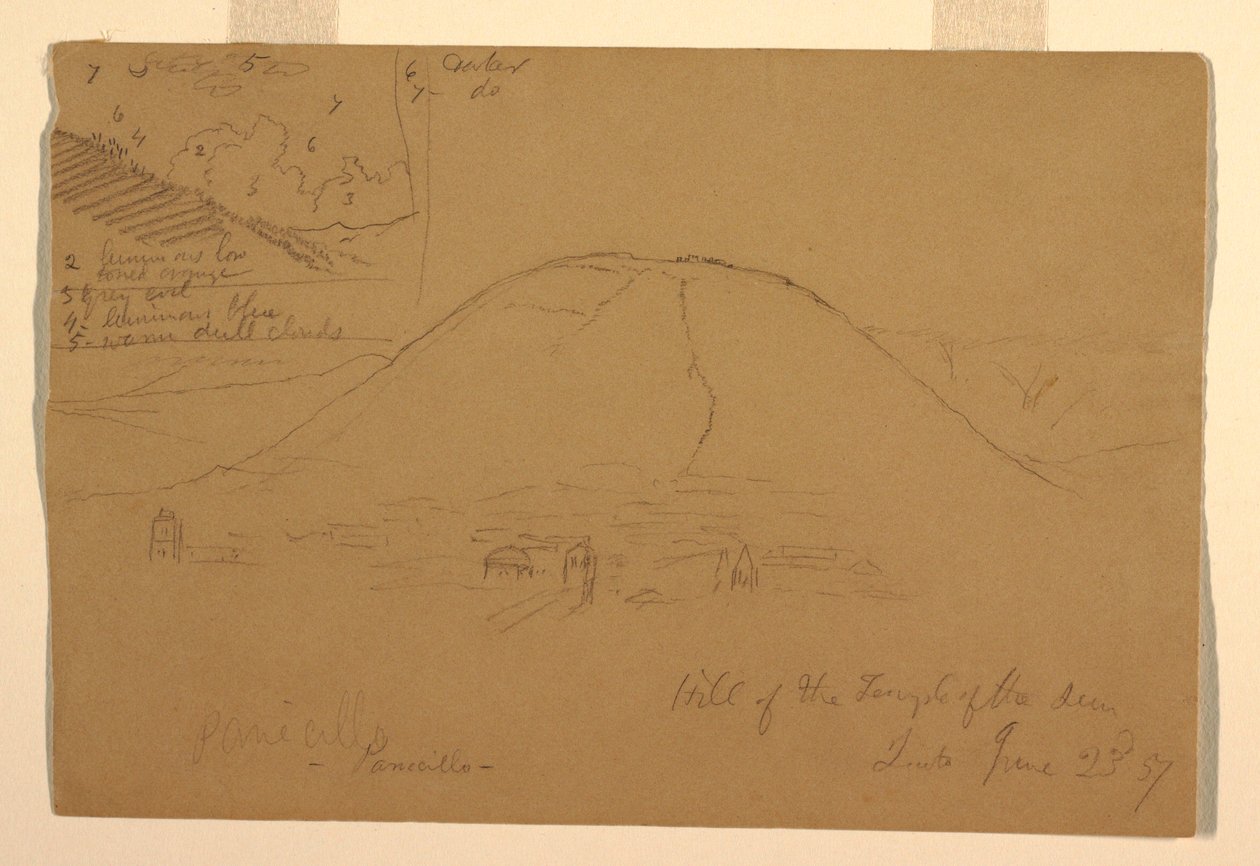 绘画，太阳神庙前的小山，厄瓜多尔基多，1857 年 6 月 23 日 作者 弗雷德里克·埃德温·丘奇