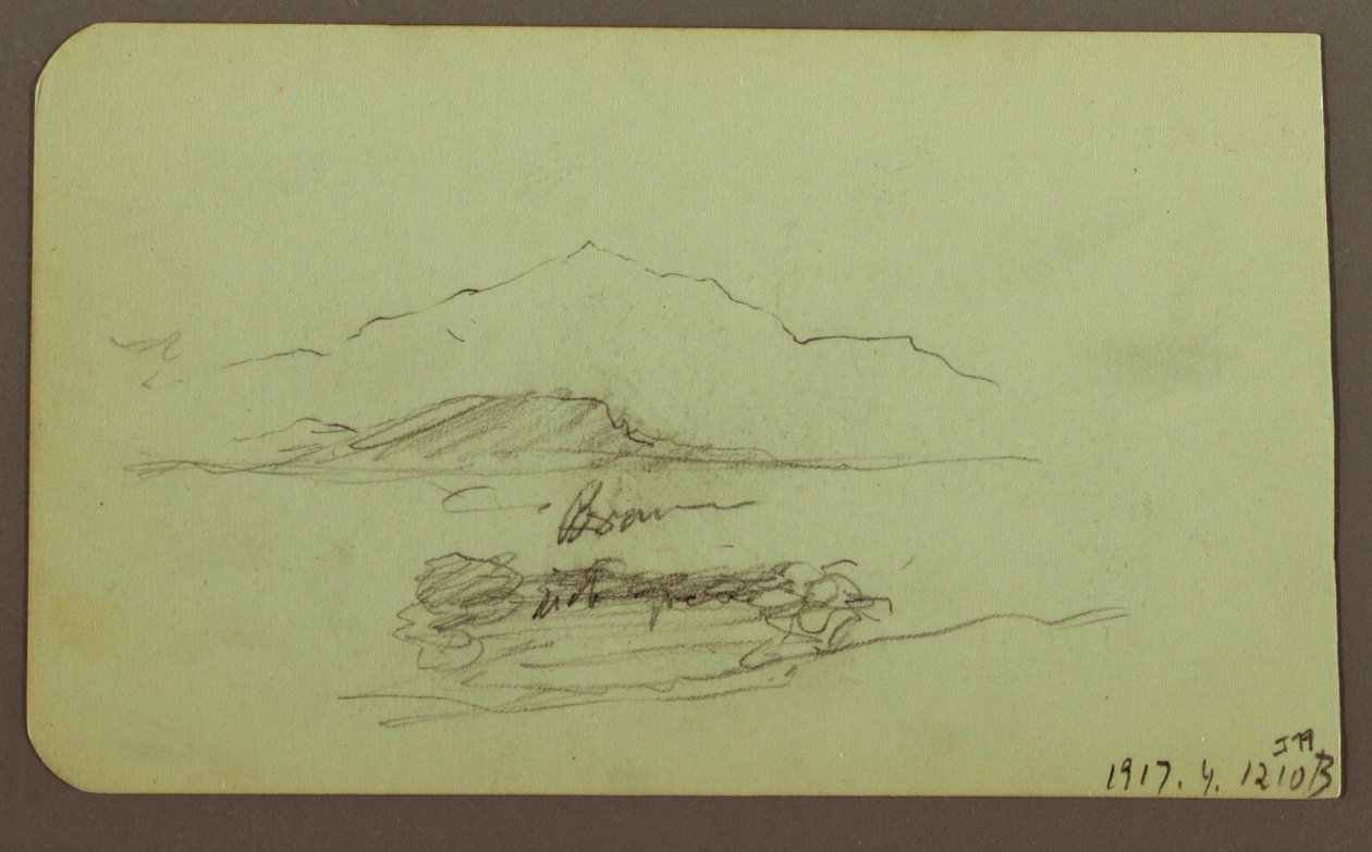 素描、山丘、牛；背面：风景，1883 年 作者 弗雷德里克·埃德温·丘奇