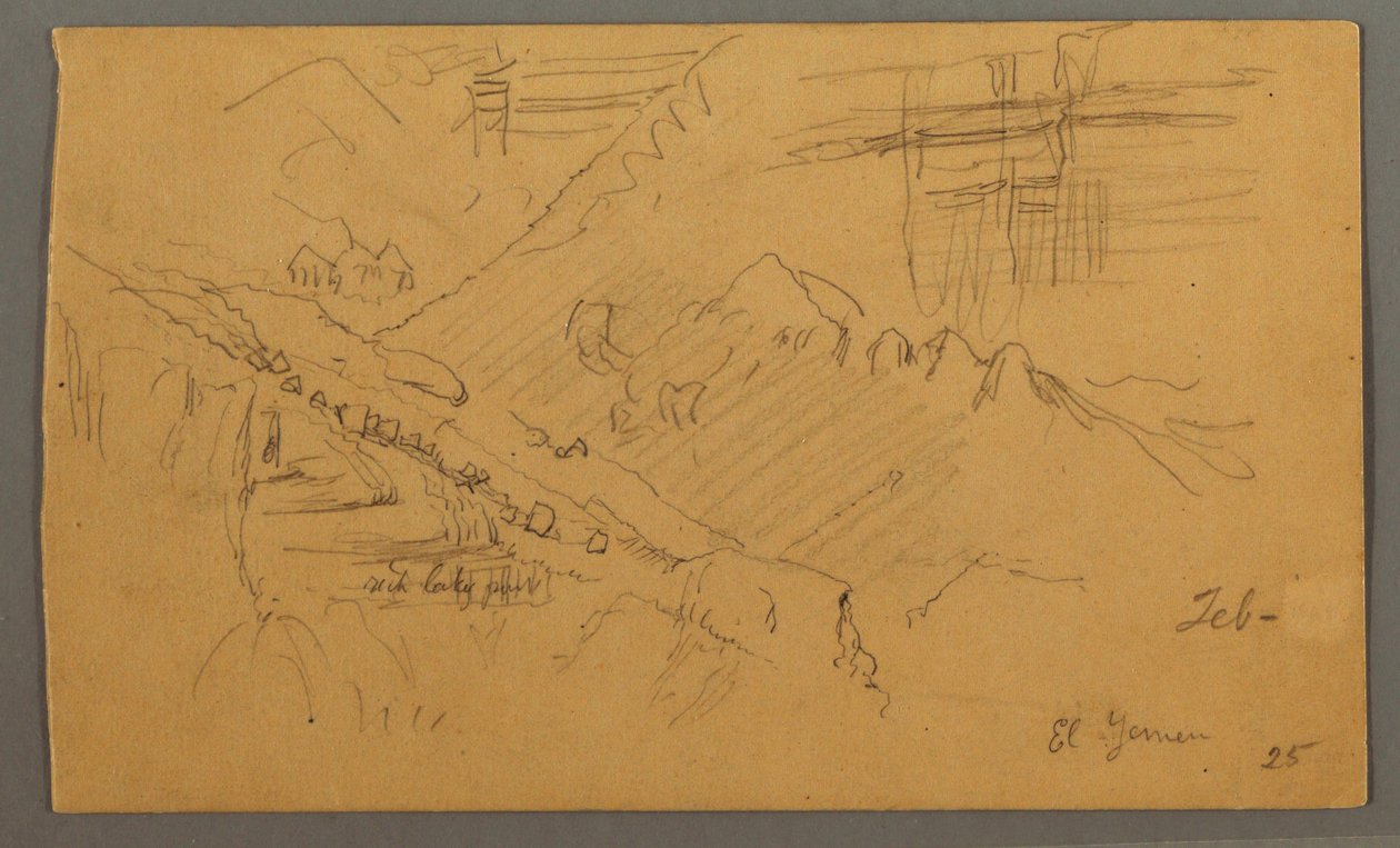 绘图，山坡，1869 年 2 月？ 作者 弗雷德里克·埃德温·丘奇