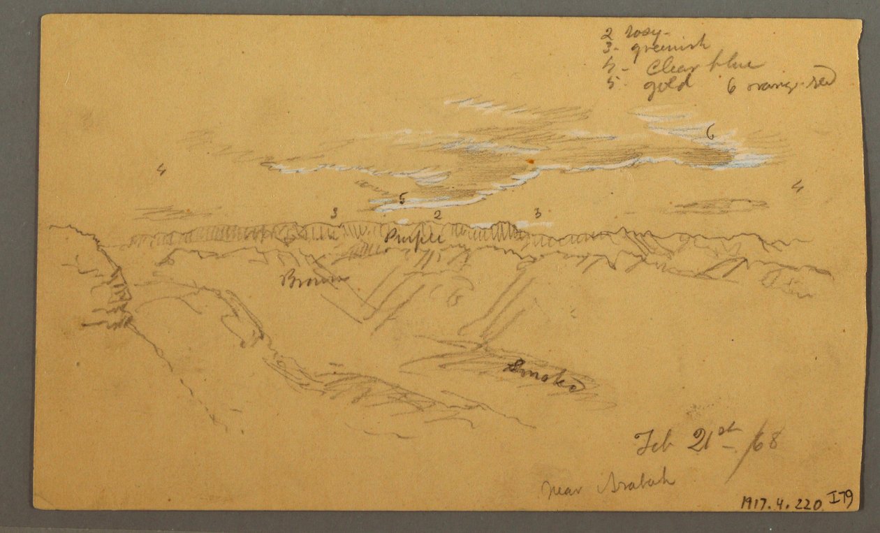 绘图，山坡，1869 年 2 月？ 作者 弗雷德里克·埃德温·丘奇