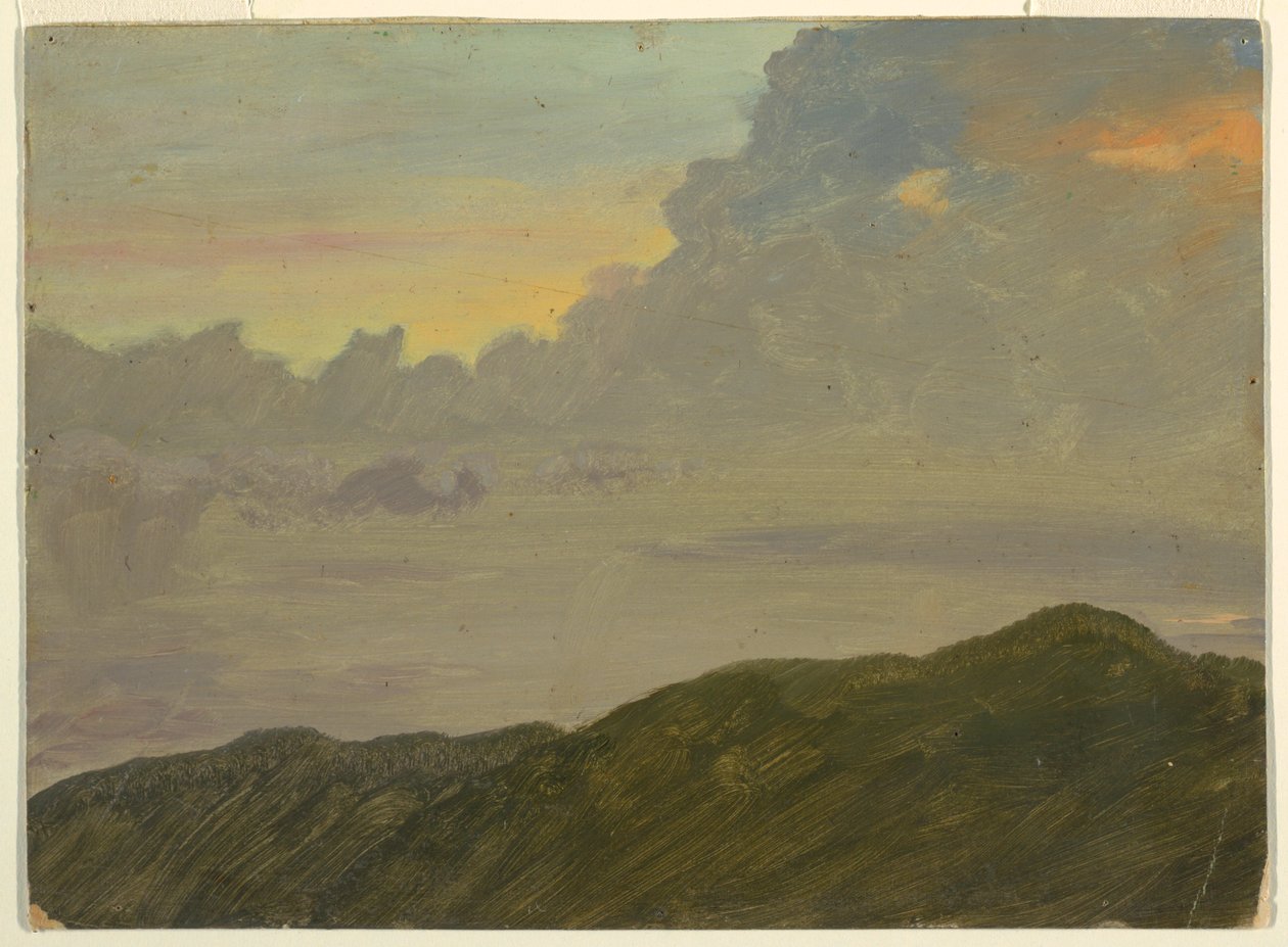 素描，山顶和云彩，1865-66 年 作者 弗雷德里克·埃德温·丘奇