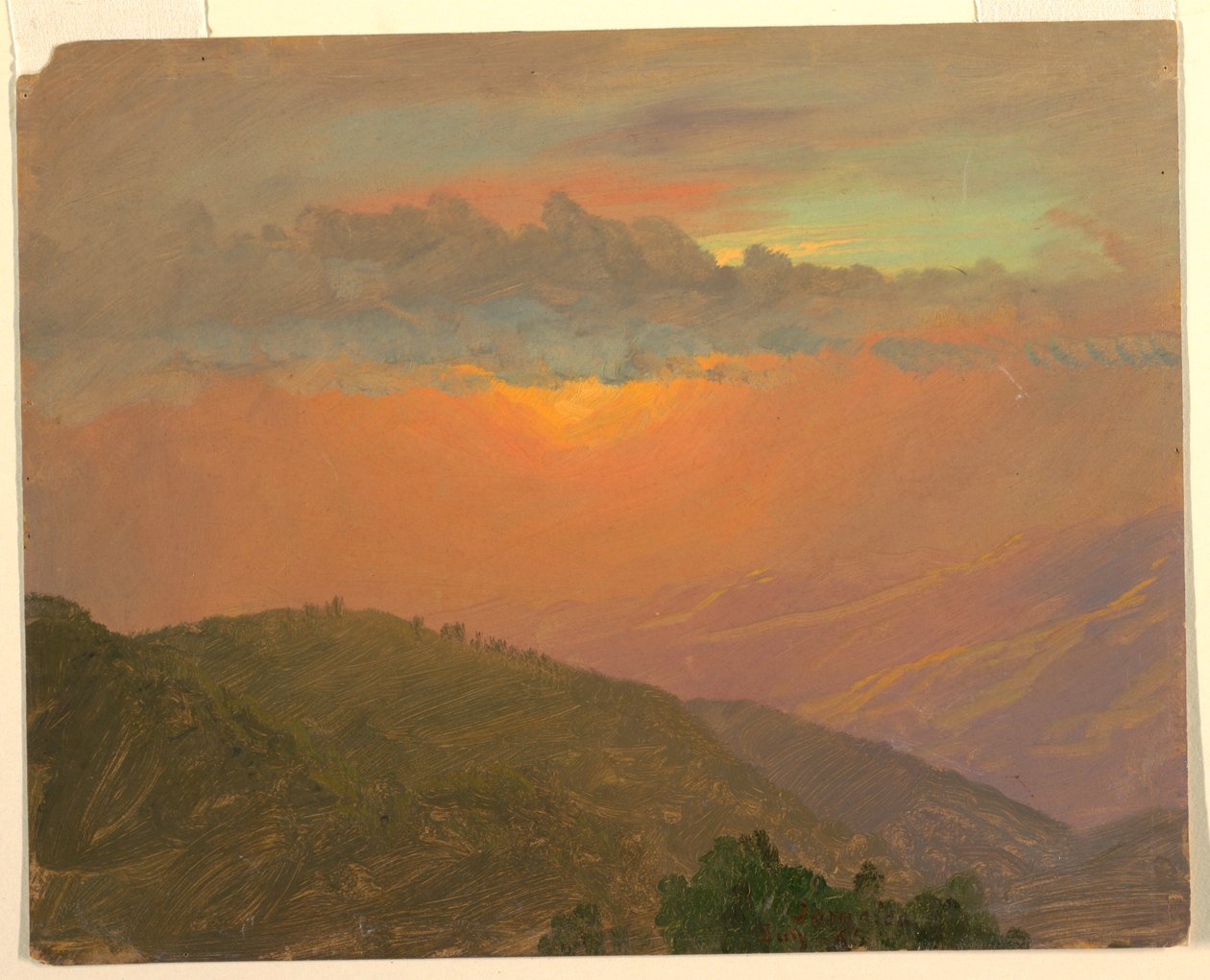 绘图，山顶日落，1865 年 7 月 作者 弗雷德里克·埃德温·丘奇
