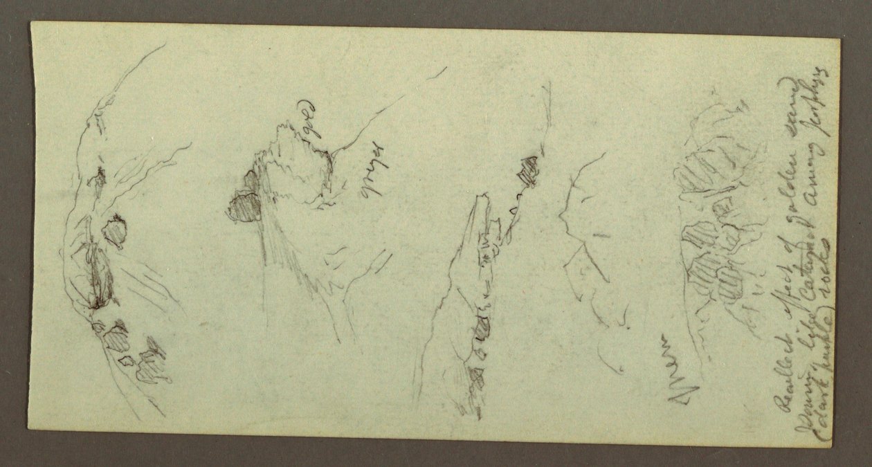 素描，有巨石的山顶，可能创作于 1868 年 作者 弗雷德里克·埃德温·丘奇
