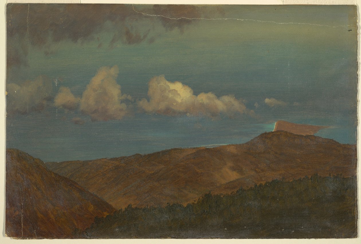 素描，丘陵风景，1865 年 作者 弗雷德里克·埃德温·丘奇