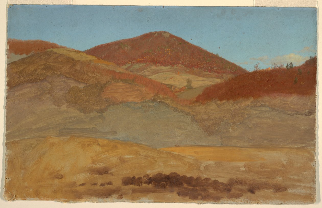 素描，丘陵风景，秋季，1870-80 年 作者 弗雷德里克·埃德温·丘奇