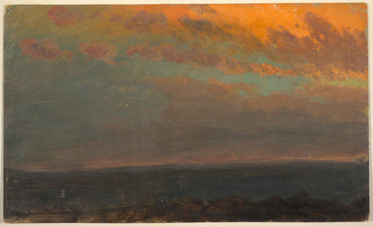 素描，《日落时分的哈德逊河谷》，1870-80 年 作者 弗雷德里克·埃德温·丘奇
