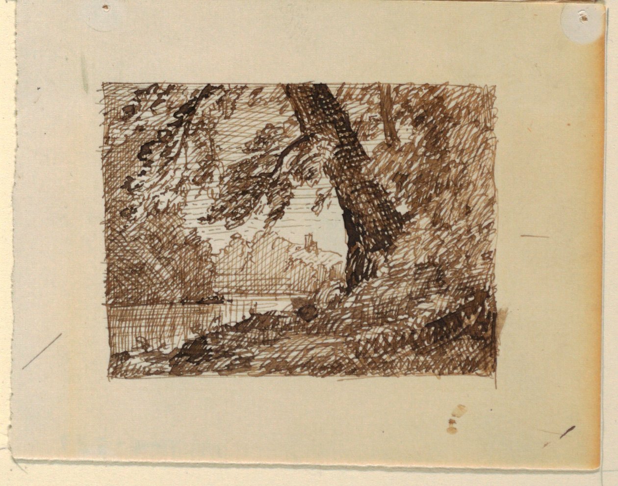 素描，想象中的河流景观，约 1870-73 年 作者 弗雷德里克·埃德温·丘奇