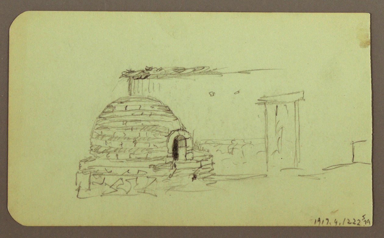 素描，伊塔奇瓦特尔山峰；背面：烤炉，1883 年 作者 弗雷德里克·埃德温·丘奇