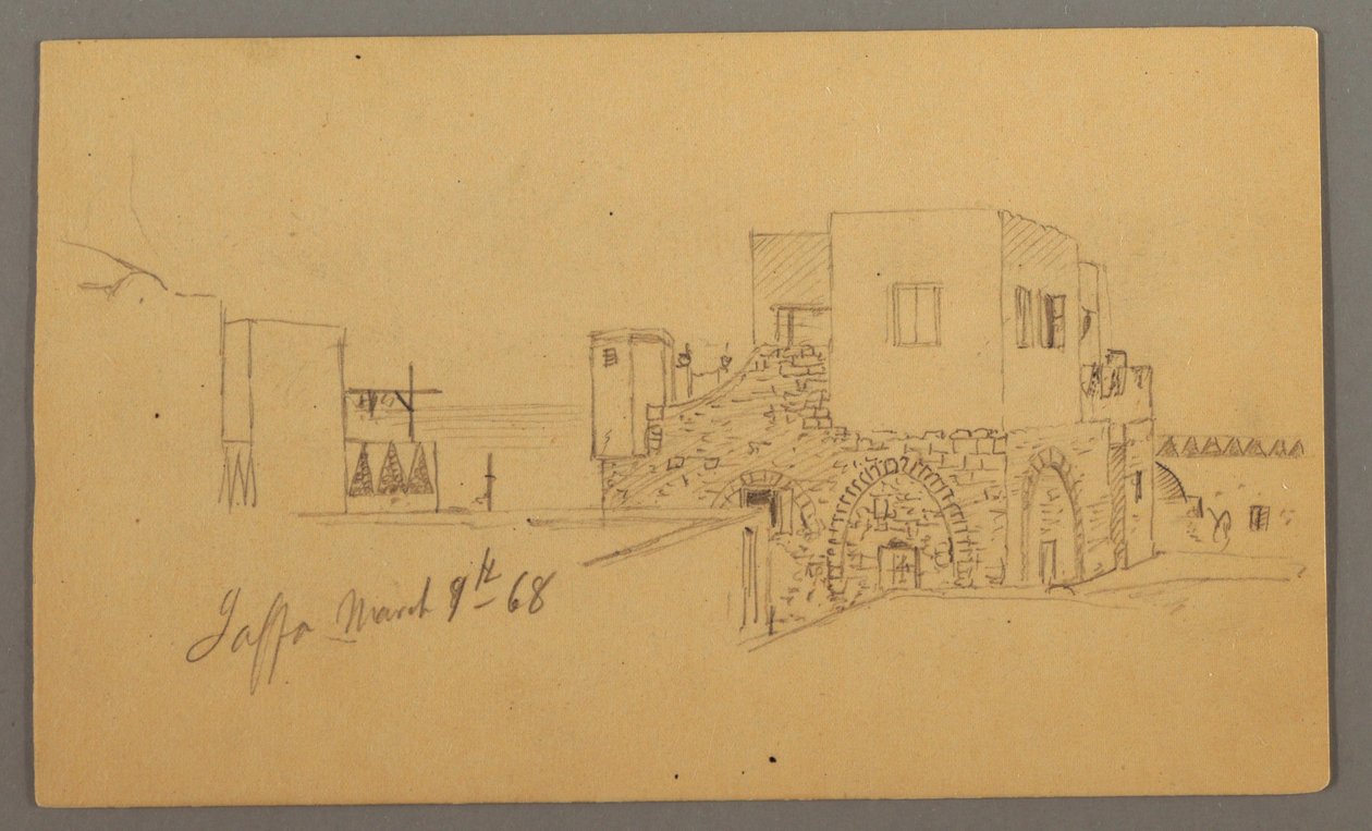 绘画，巴勒斯坦雅法街角[以色列特拉维夫]，1868年3月9日 作者 弗雷德里克·埃德温·丘奇