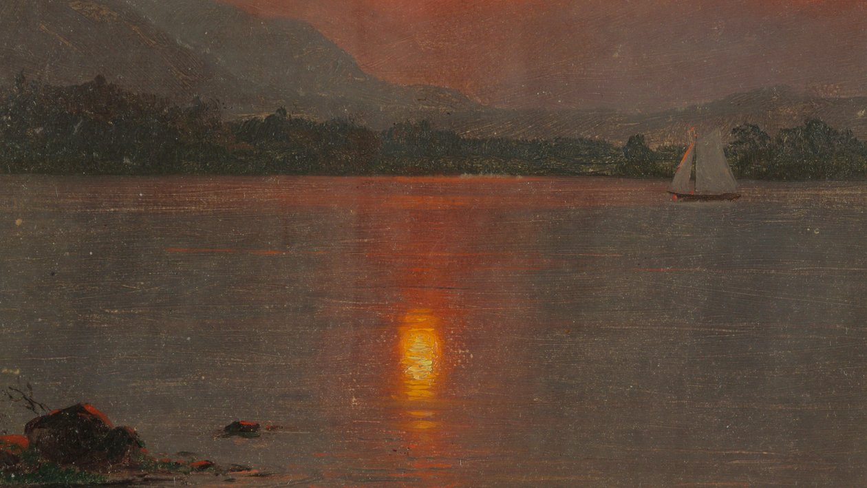 绘画，米利诺克湖，日落，1870-80 年 作者 弗雷德里克·埃德温·丘奇