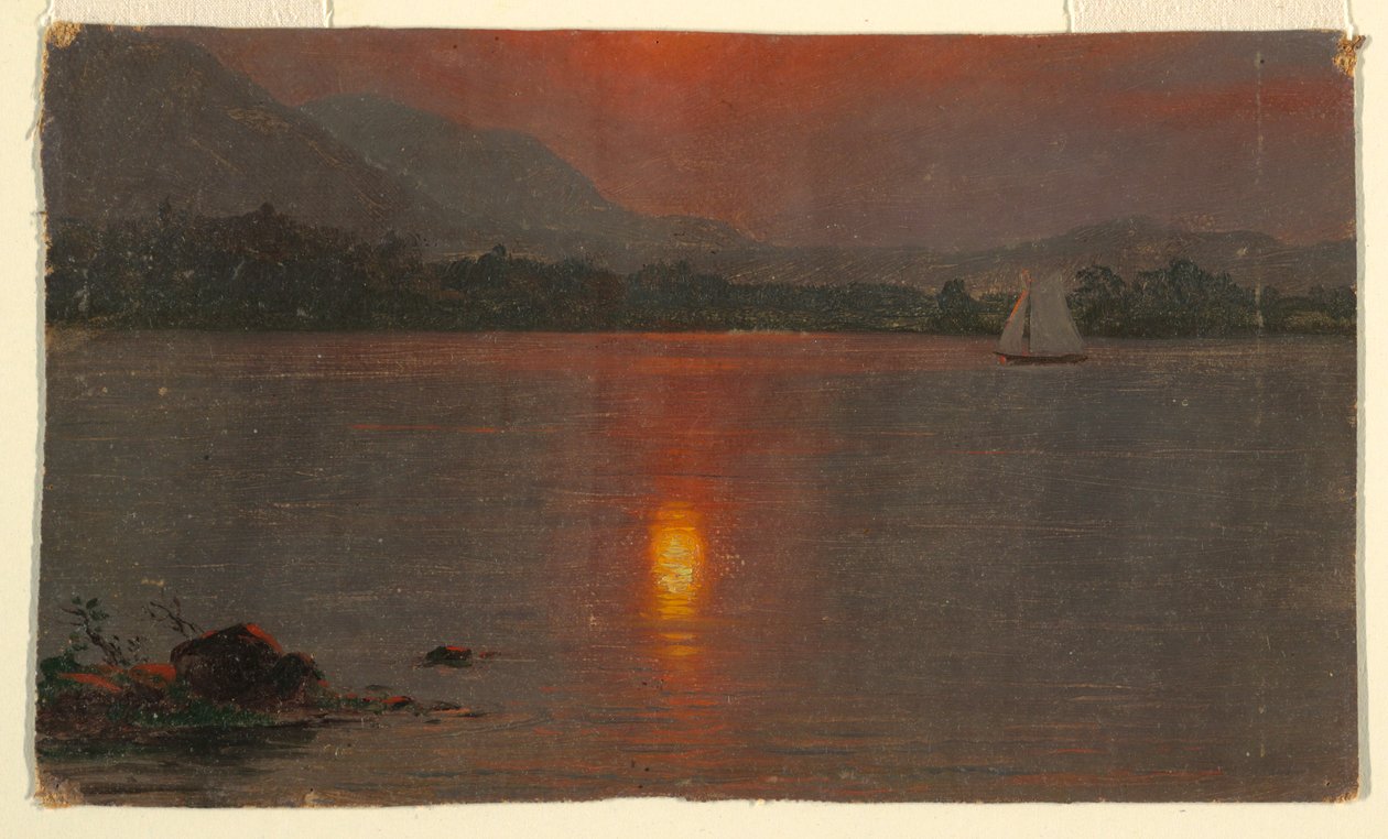 绘画，米利诺克湖，日落，1870-80 年 作者 弗雷德里克·埃德温·丘奇