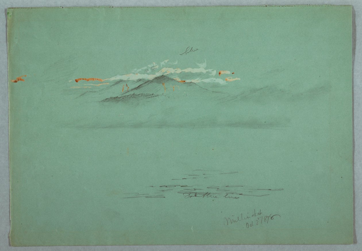 绘图，米利诺克特湖和卡塔丁山，1878 年 作者 弗雷德里克·埃德温·丘奇