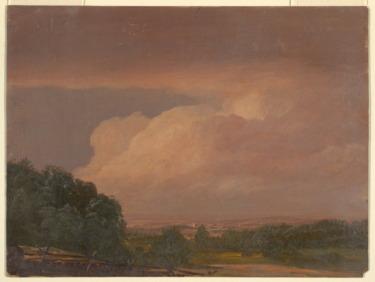 素描，风景（可能是哈德逊河谷），1860-70 年 作者 弗雷德里克·埃德温·丘奇