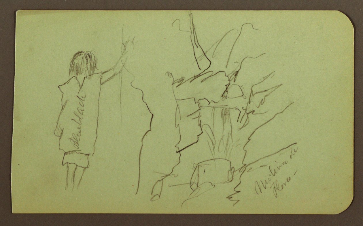 素描、风景、人物；背面：树、桥、植物，1883 年 作者 弗雷德里克·埃德温·丘奇