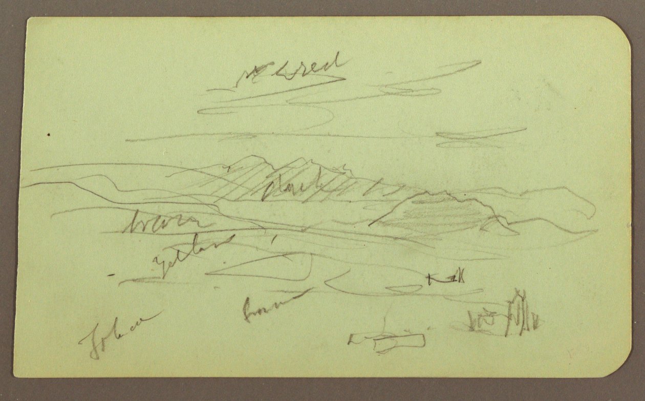 素描，风景，托卢卡；背面：山，教堂，1883 年 作者 弗雷德里克·埃德温·丘奇