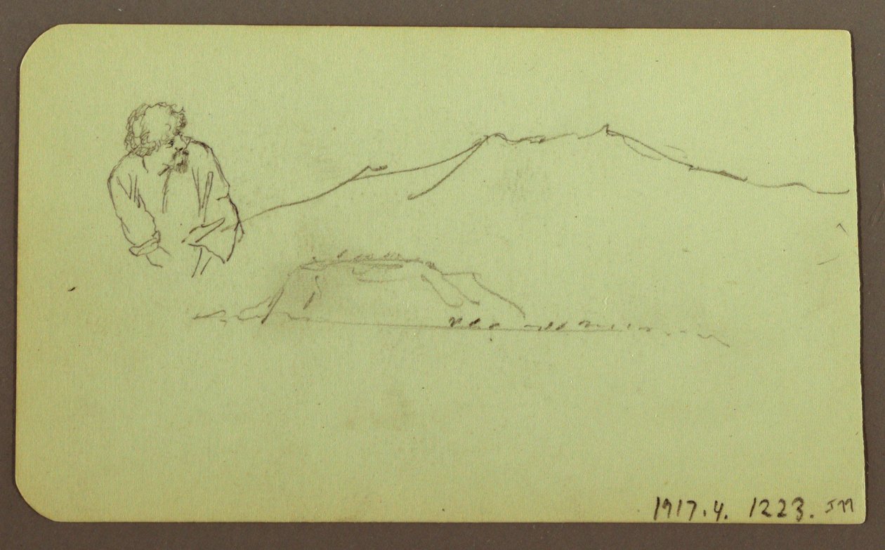 素描，风景；背面：人物，风景，1883 年 作者 弗雷德里克·埃德温·丘奇
