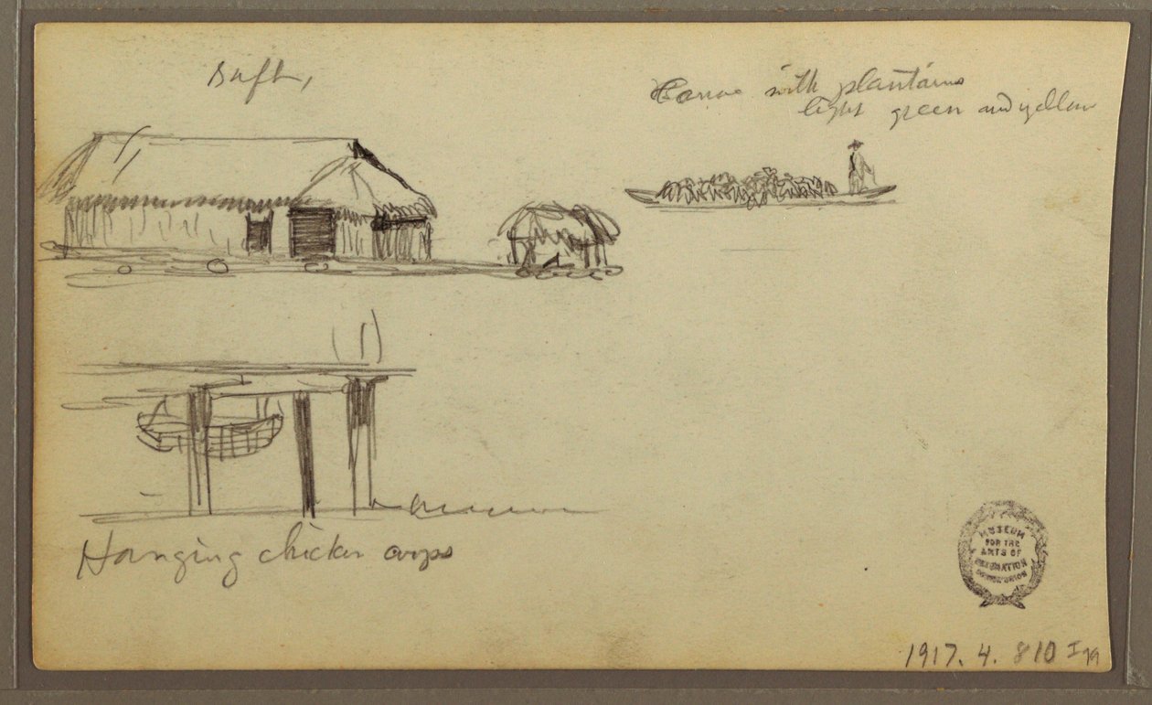 素描，风景；背面：房屋，独木舟，1857 年 作者 弗雷德里克·埃德温·丘奇