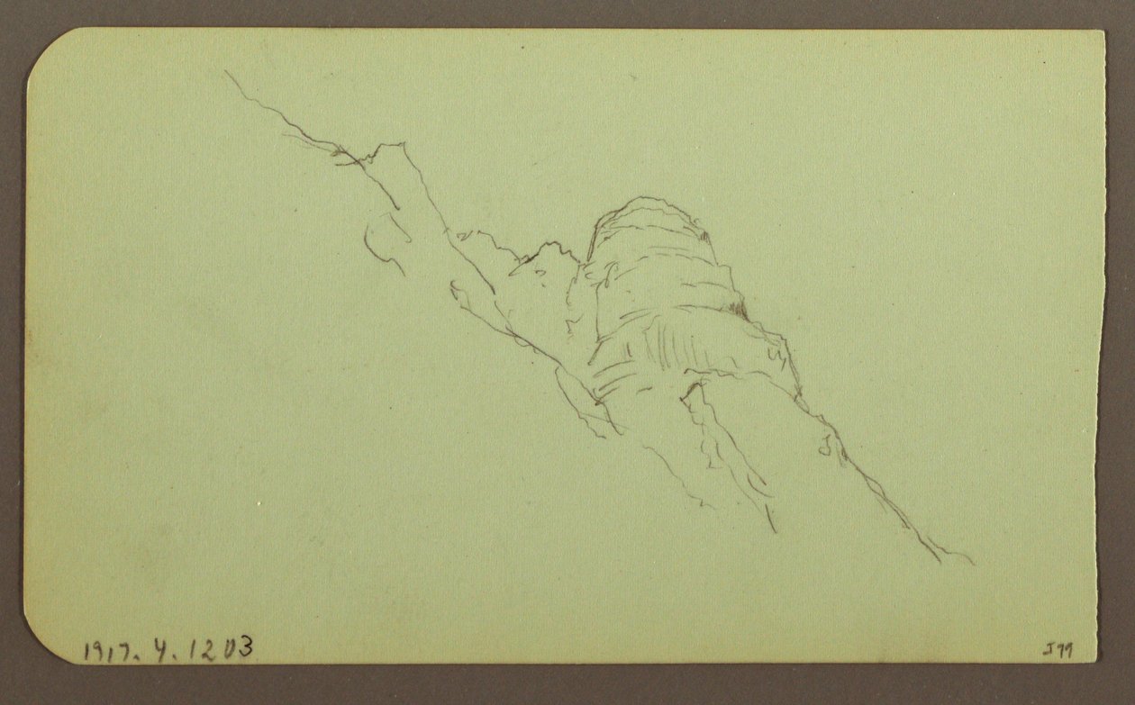 素描，风景；背面：山坡，1883 年 作者 弗雷德里克·埃德温·丘奇