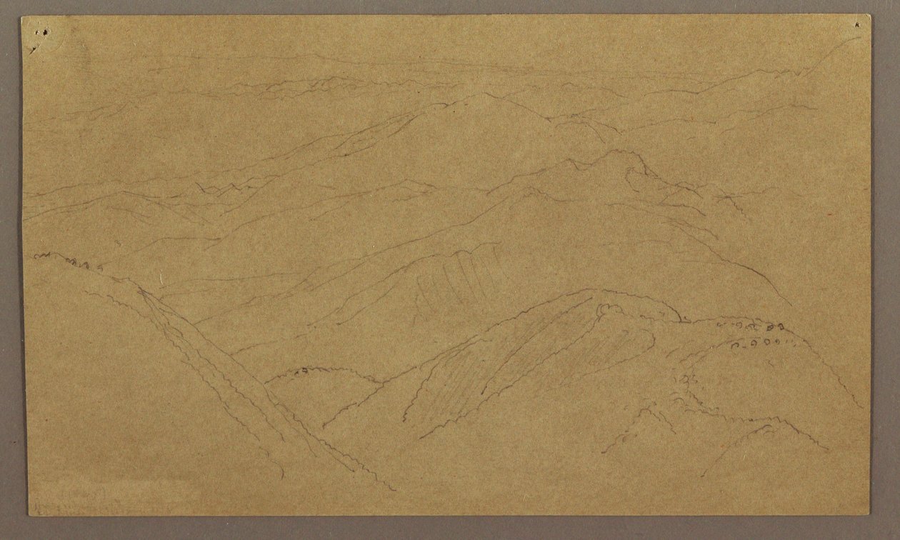 素描，风景；背面：风景中的树，天空，1865 年 5 月至 8 月 作者 弗雷德里克·埃德温·丘奇