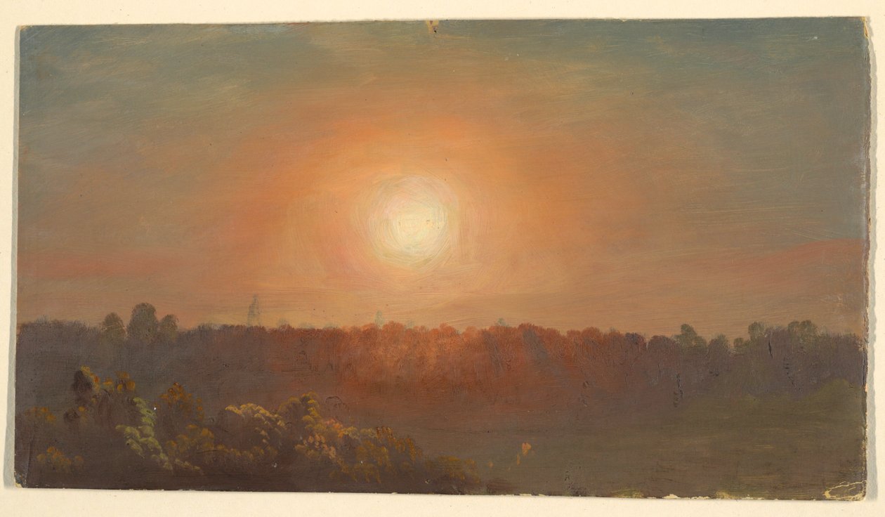素描，夕阳下的风景，1860-70 年 作者 弗雷德里克·埃德温·丘奇