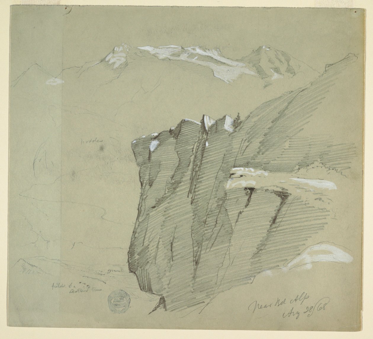 素描，伯尔尼阿尔卑斯山风景，1868 年 8 月 28 日 作者 弗雷德里克·埃德温·丘奇