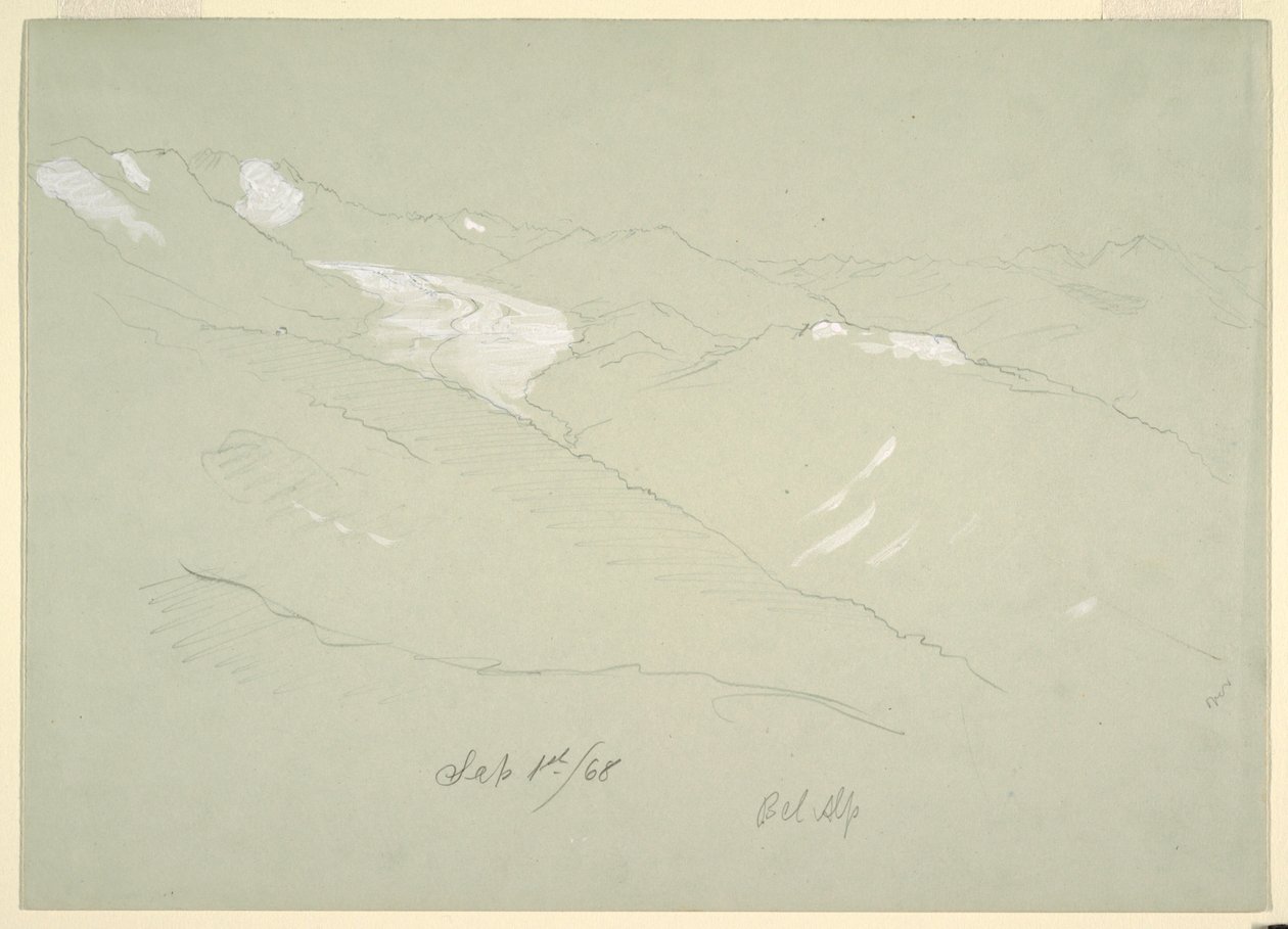 素描，伯尔尼高原风景，瑞士贝尔阿尔普附近，1868 年 9 月 作者 弗雷德里克·埃德温·丘奇