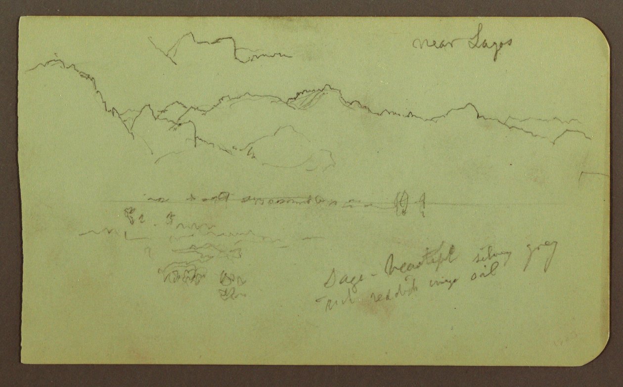 素描，风景 "拉各斯附近"；背面：风景，1883 年 作者 弗雷德里克·埃德温·丘奇