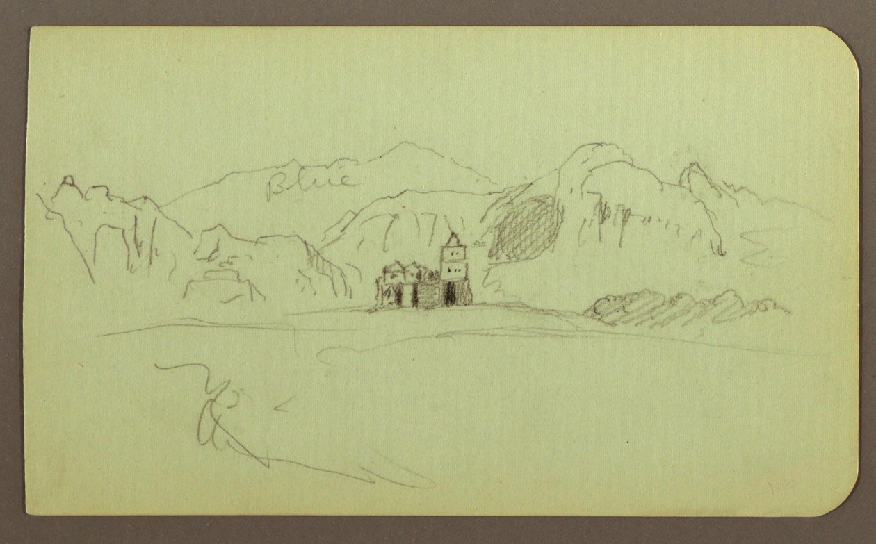 素描，有教堂的风景；背面：风景，1883 年 作者 弗雷德里克·埃德温·丘奇