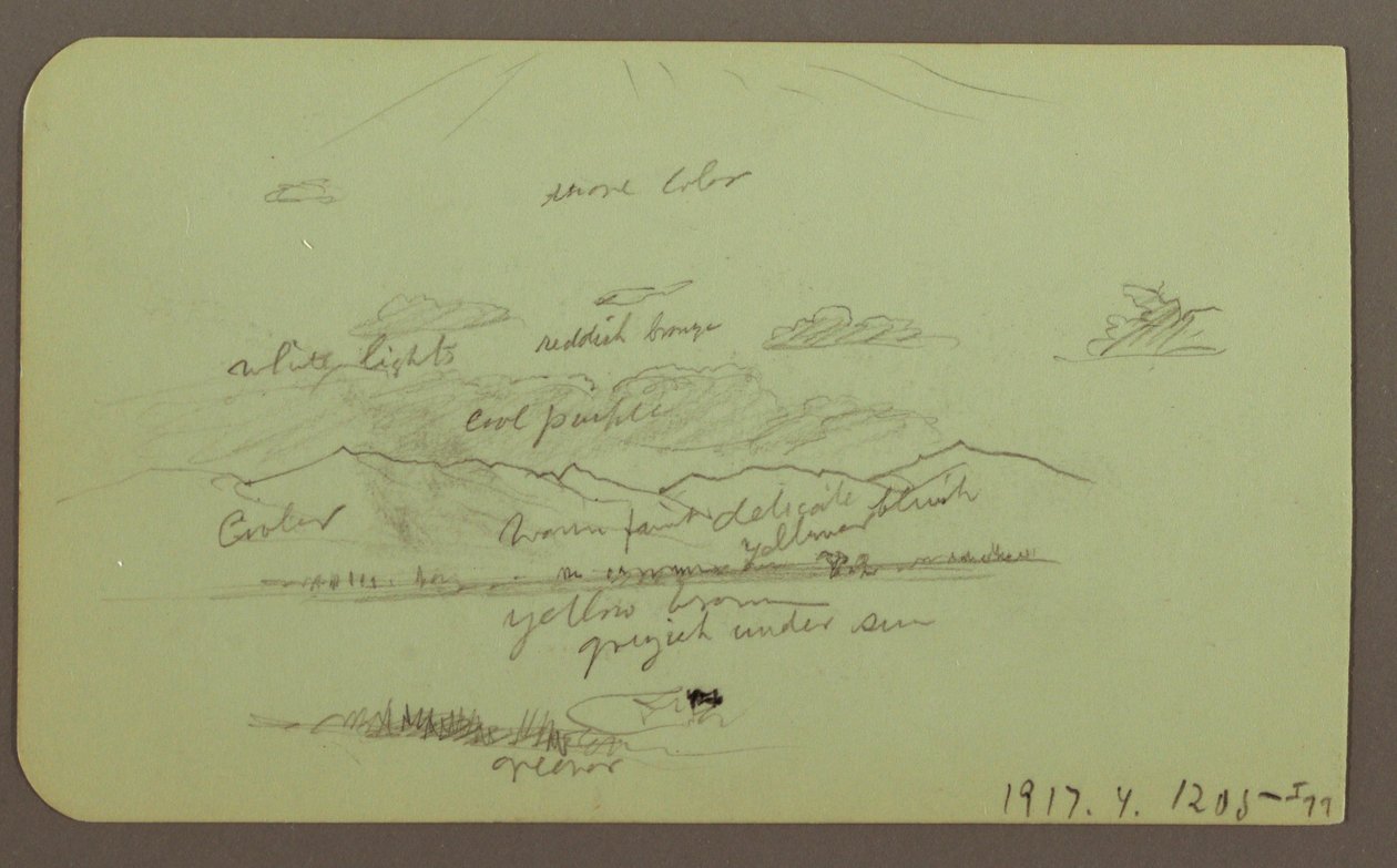 素描，有教堂的风景；背面：风景，1883 年 作者 弗雷德里克·埃德温·丘奇