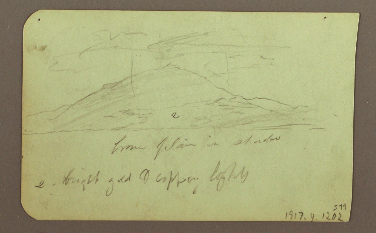 素描，有云的风景；背面：山，1883 年 作者 弗雷德里克·埃德温·丘奇