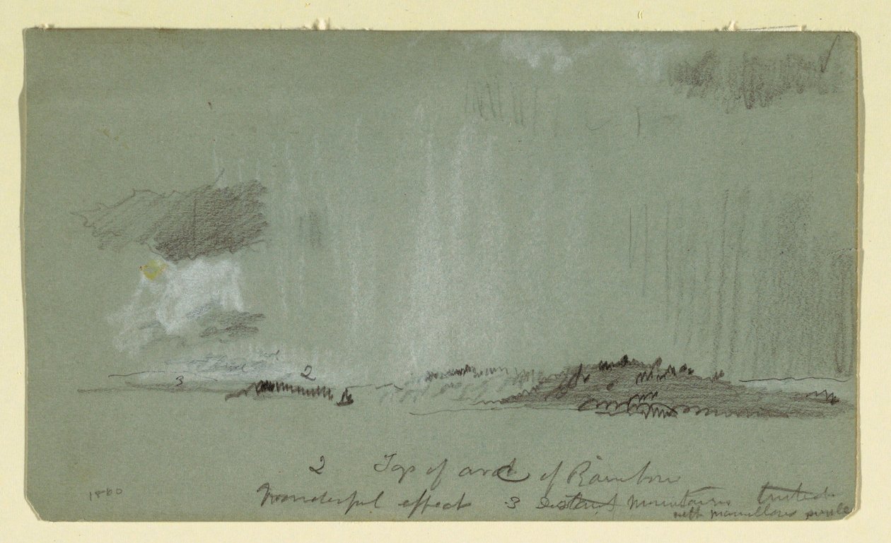 素描，雨中风景，1860 年 作者 弗雷德里克·埃德温·丘奇
