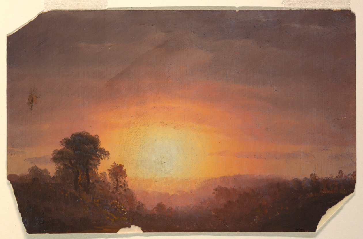 素描，夕阳下的风景，1860-70 年 作者 弗雷德里克·埃德温·丘奇