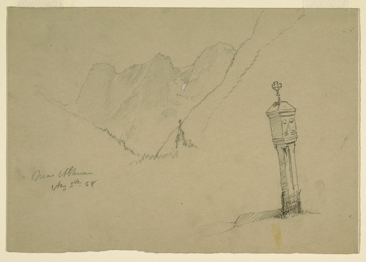素描，戈林和阿普滕瑙之间的风景，1868 年 8 月 5 日 作者 弗雷德里克·埃德温·丘奇