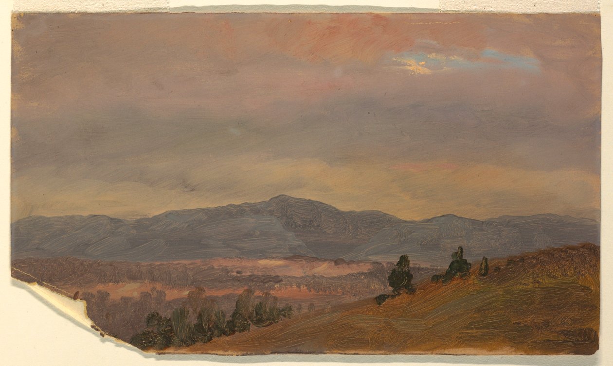 素描，《遥望远山》，纽约哈德逊河谷，1870-80 年 作者 弗雷德里克·埃德温·丘奇