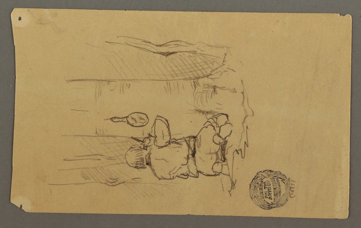 素描，男子剃须，从背面看，可能创作于 1878 年 作者 弗雷德里克·埃德温·丘奇