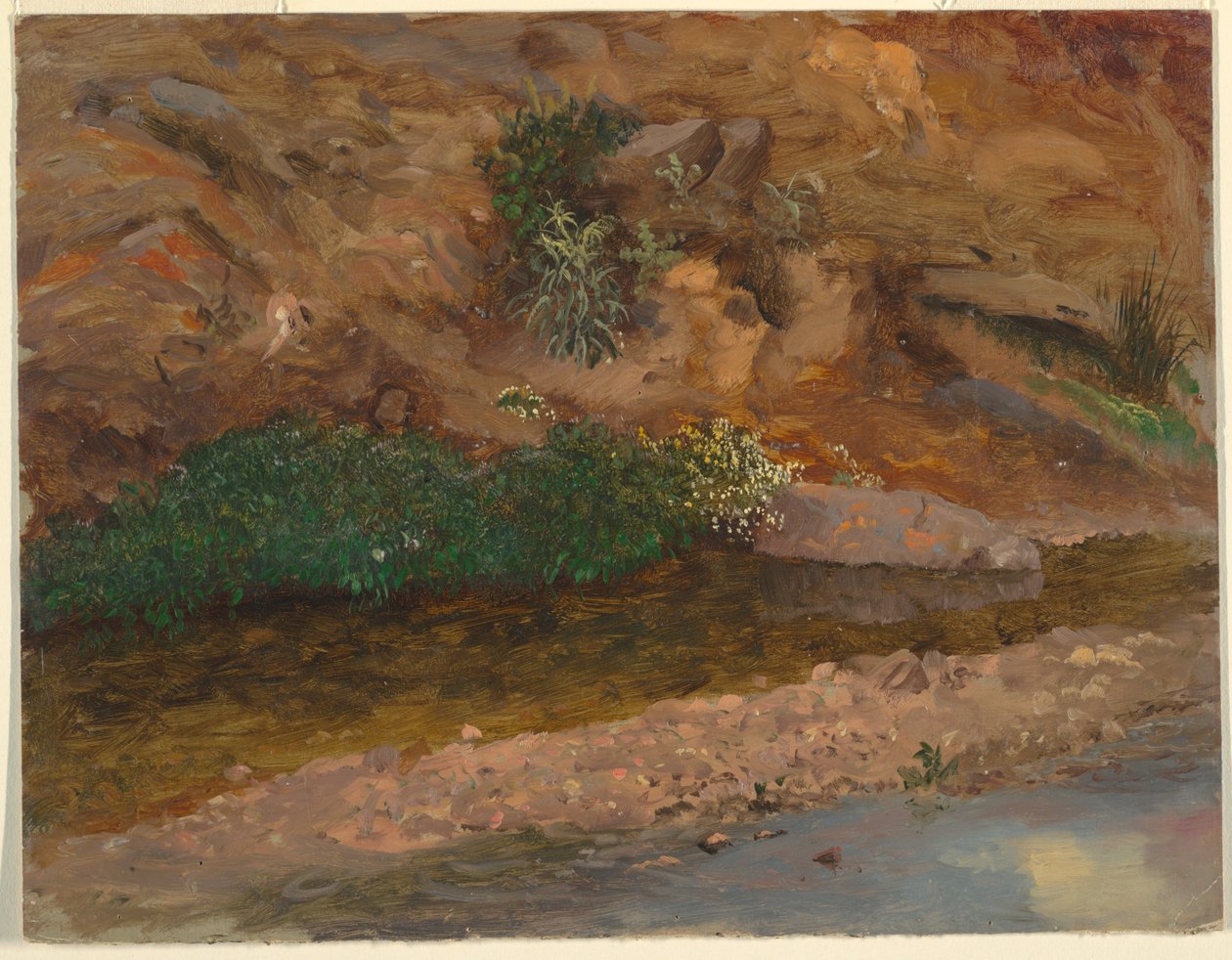 素描，溪流边缘，1860-70 年 作者 弗雷德里克·埃德温·丘奇
