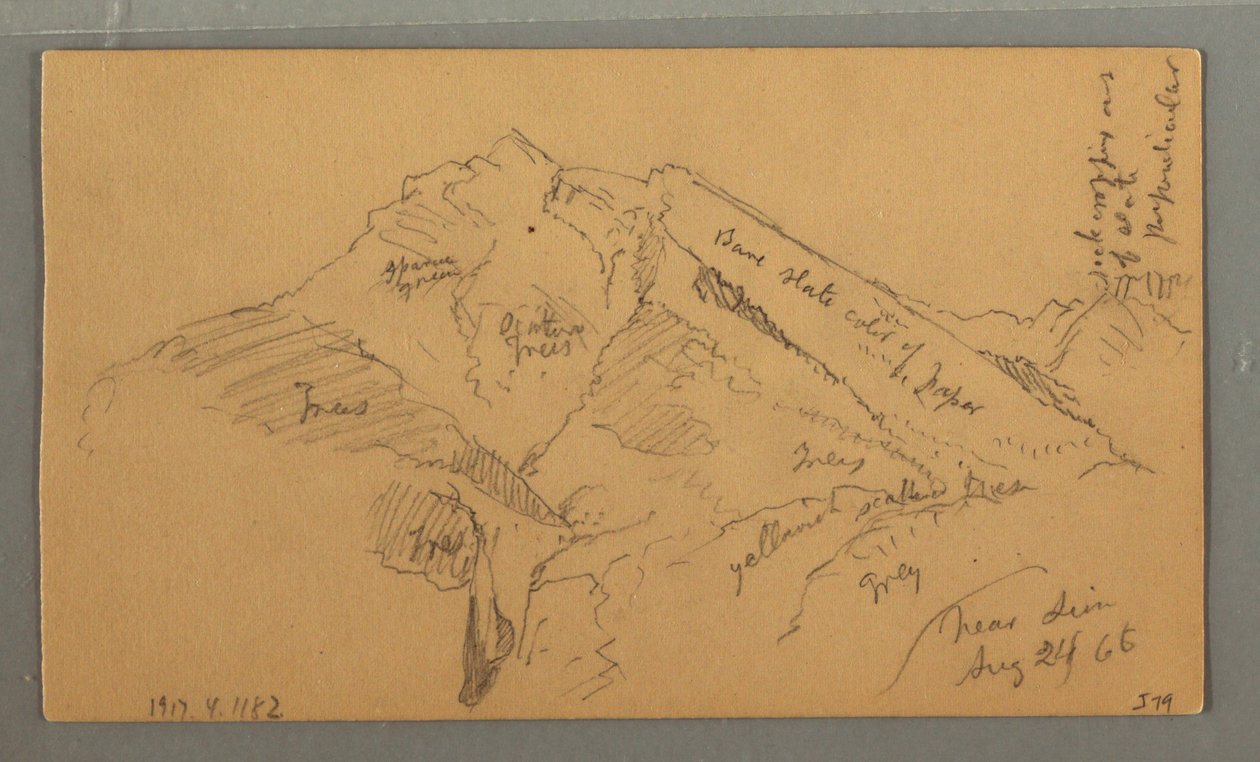 绘图，中世纪城堡，房屋层叠，1868 年 8 月 24 日 作者 弗雷德里克·埃德温·丘奇
