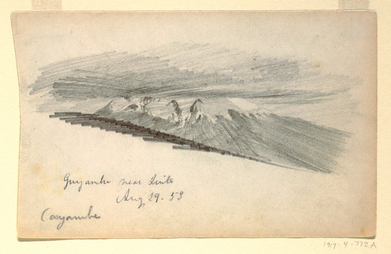 绘画，厄瓜多尔卡扬贝山，1853 年 8 月 29 日 作者 弗雷德里克·埃德温·丘奇