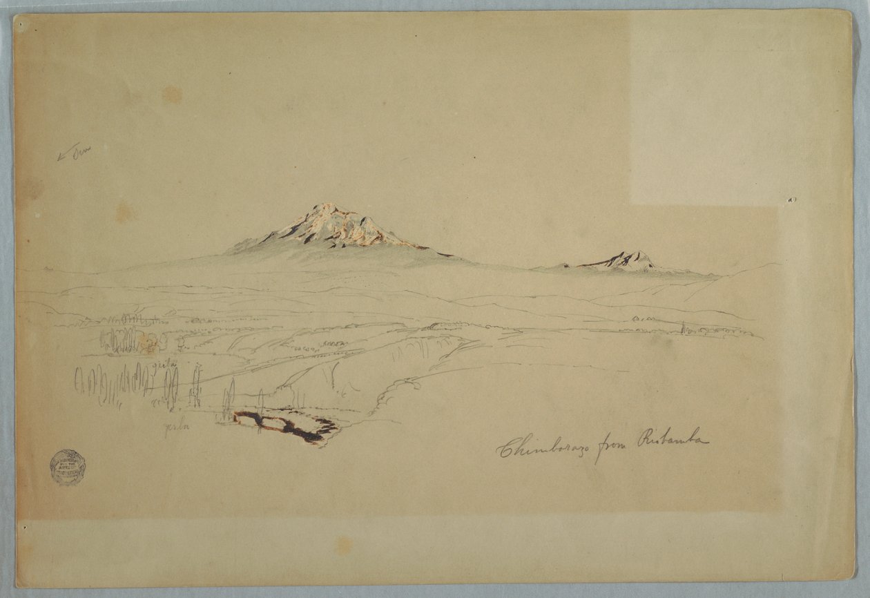 素描，钦博拉索山，从厄瓜多尔里奥班巴远眺，1857 年 7 月 作者 弗雷德里克·埃德温·丘奇