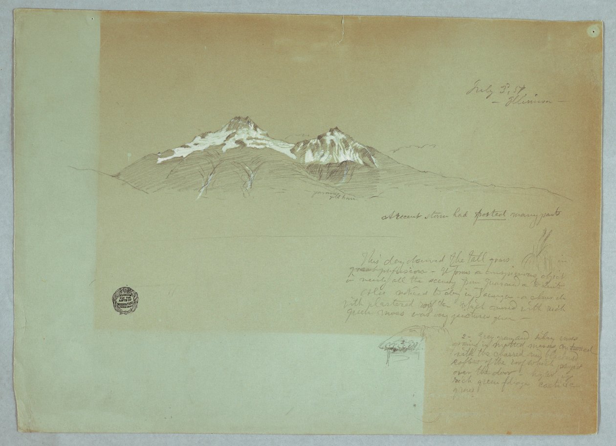 绘画，厄瓜多尔伊利尼萨山，1857 年 7 月 3 日 作者 弗雷德里克·埃德温·丘奇