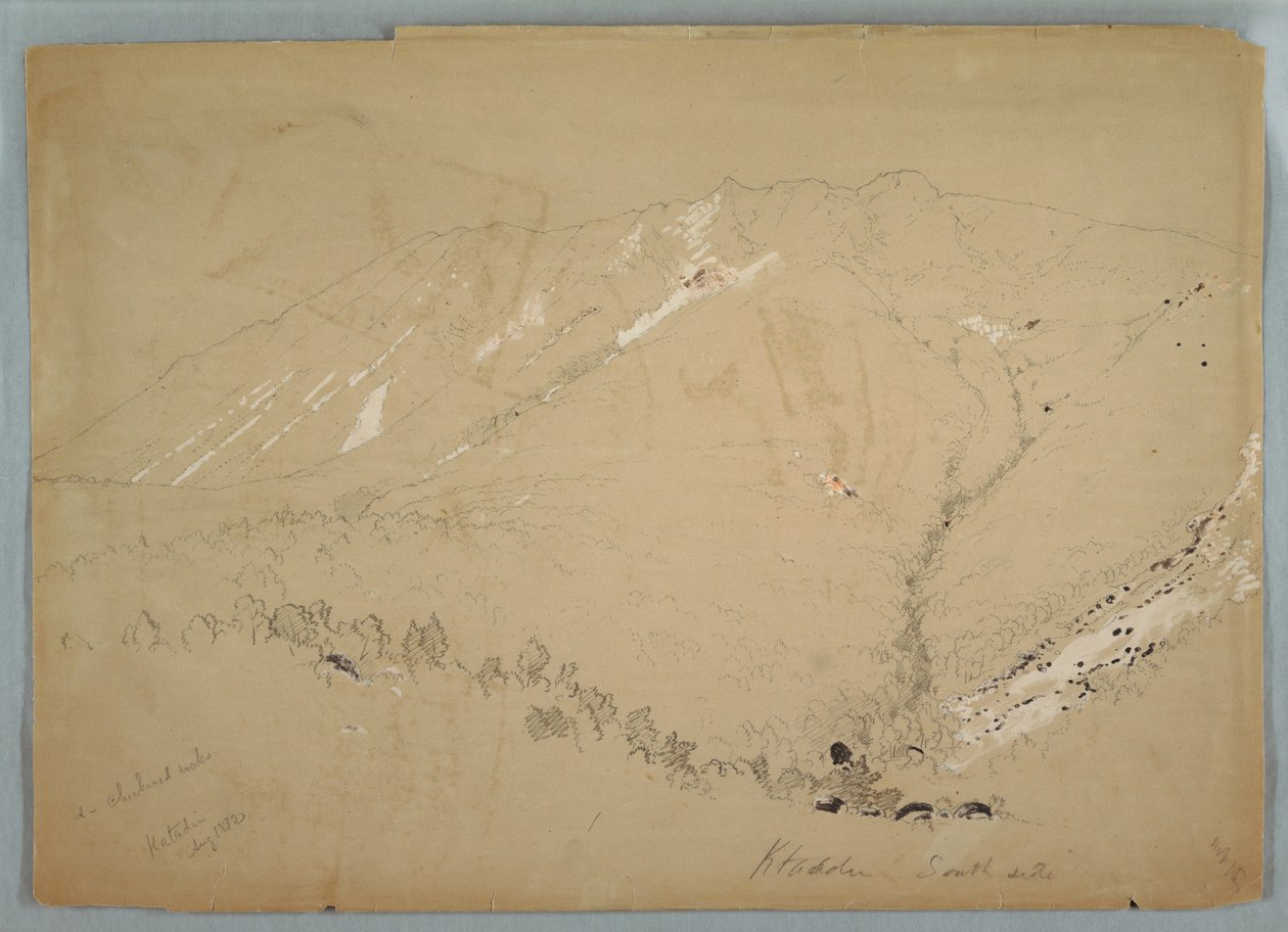 绘图，卡塔丁山，从南面看，1852 年 8 月 作者 弗雷德里克·埃德温·丘奇