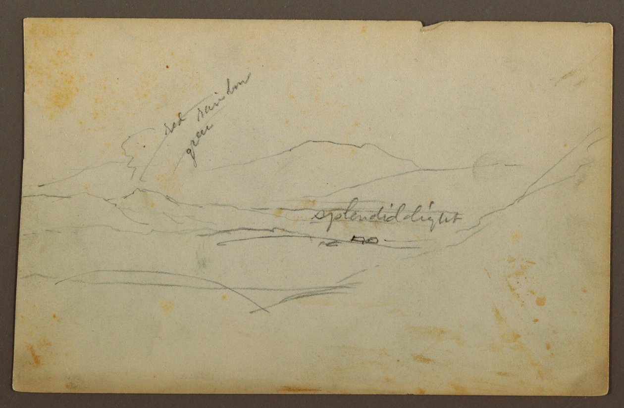 素描，山景，哥伦比亚或厄瓜多尔，1853 年 作者 弗雷德里克·埃德温·丘奇