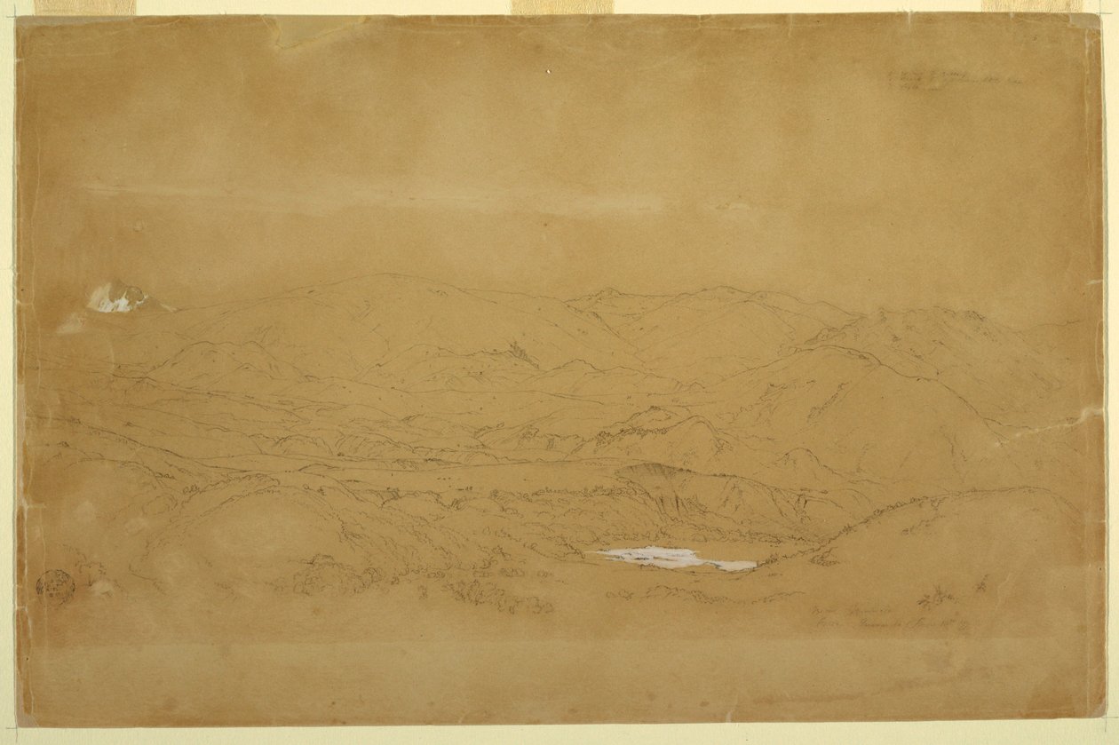 素描，厄瓜多尔瓜诺霍和瓜兰达附近的山景，1857 年 6 月 10 日 作者 弗雷德里克·埃德温·丘奇