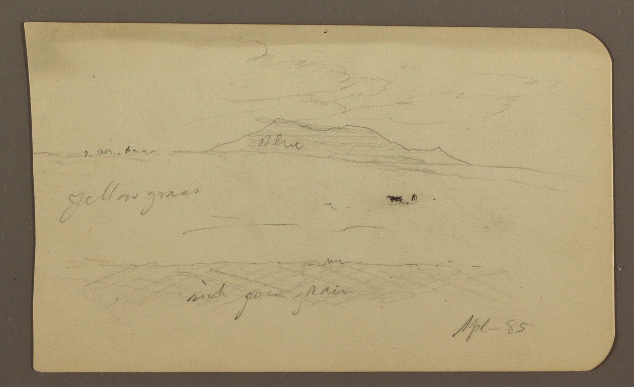 素描，山景；背面：带圆顶的教堂，1885 年 4 月 作者 弗雷德里克·埃德温·丘奇