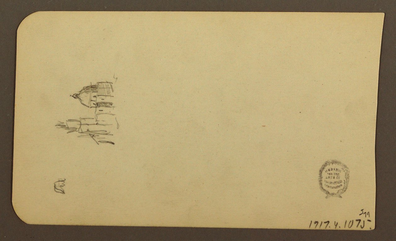 素描，山景；背面：带圆顶的教堂，1885 年 4 月 作者 弗雷德里克·埃德温·丘奇