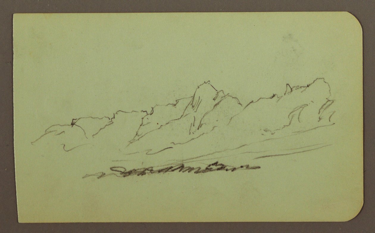 素描，山景；背面：山脉，人物，1883 年 作者 弗雷德里克·埃德温·丘奇