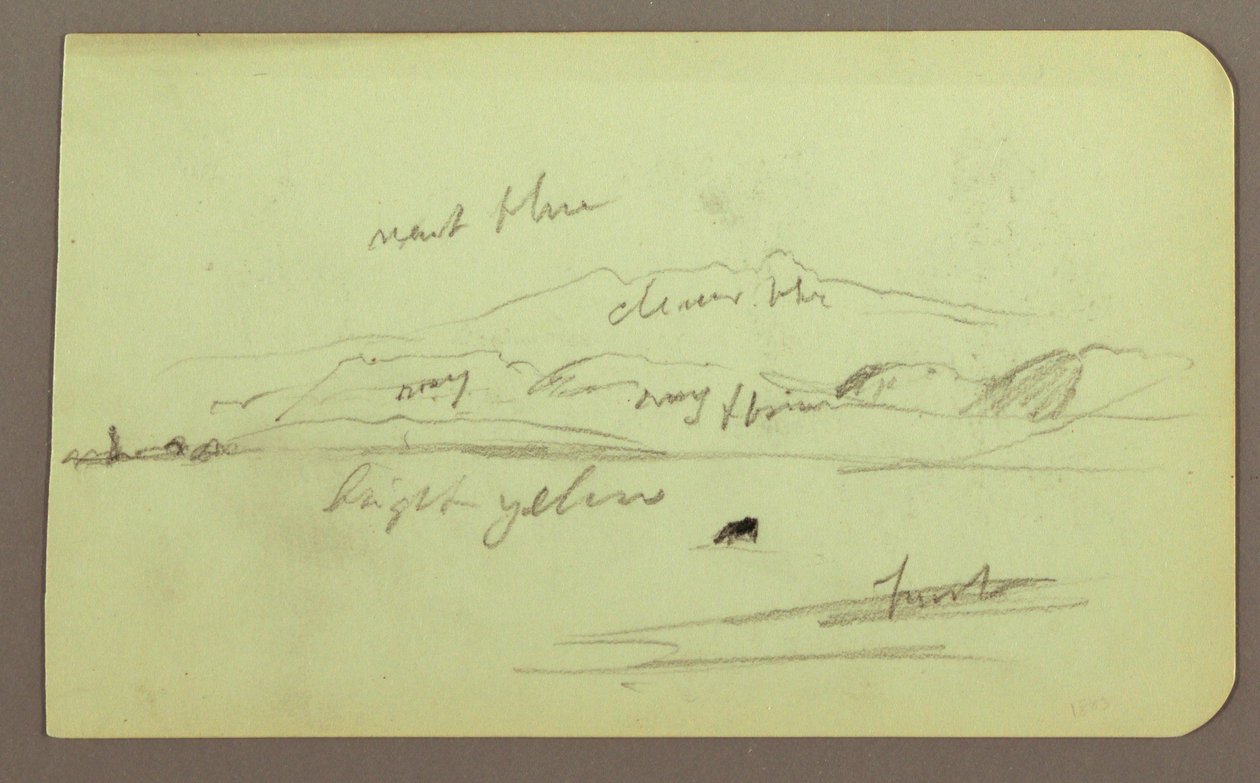 素描，山景；背面：人物坐像，山，1883 年 作者 弗雷德里克·埃德温·丘奇