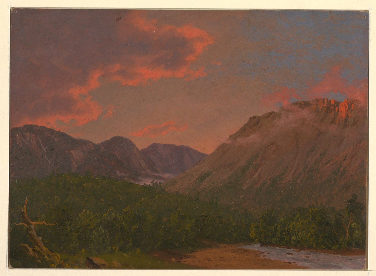 素描，夕阳下的山景，1865 年 作者 弗雷德里克·埃德温·丘奇